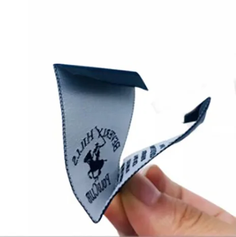 Customized woven label silk collar print garment care label cotton clothing tag knit patch label