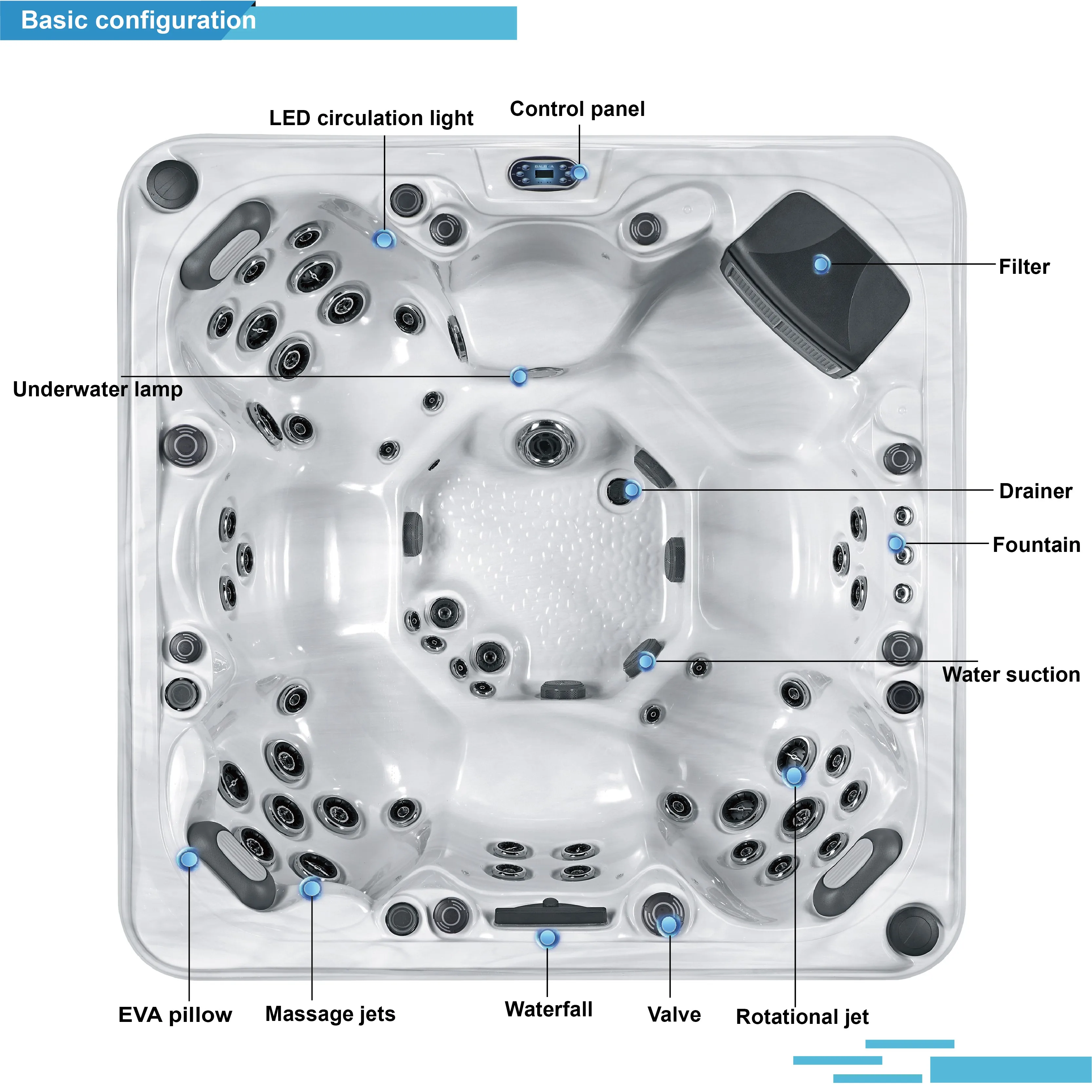 Sunrans Quality Luxury 6 Person Japan Massage Hot Tub With 2 Filter 50pcs Hydrotherapy Tub Jets Spa Balboa Hot Tub For Backyard
