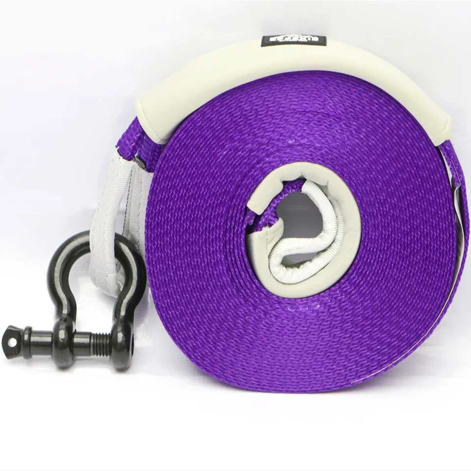 Спасательный буксировочный трос для лебедок фиолетовый ремешок съемки грузоподъемность 4500 кг 55 мм x 20 м всех транспортных