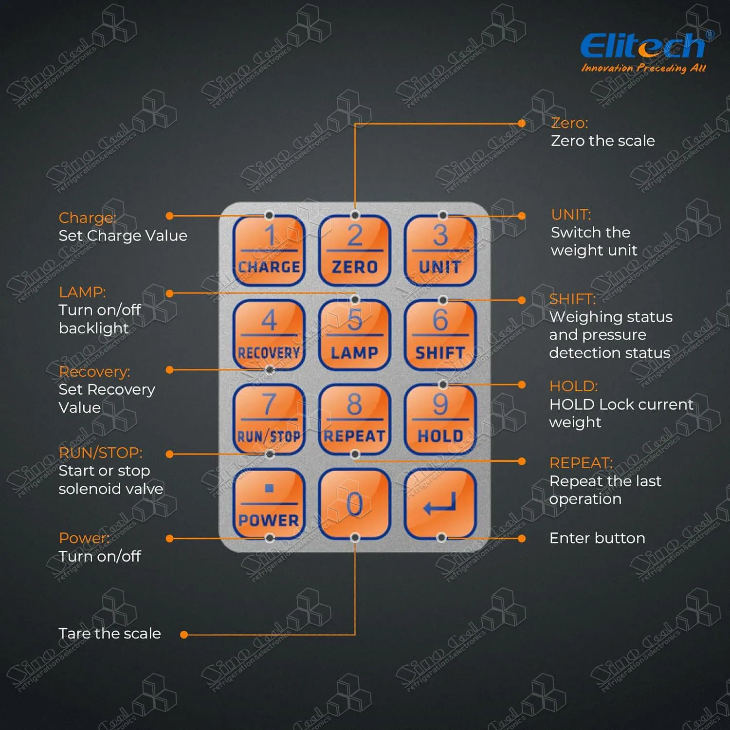 Elitech LMC-300 Electronic Refrigerant Charging Scale for HVAC Wired Remote Recovery Weight A/C Scale 220lbs