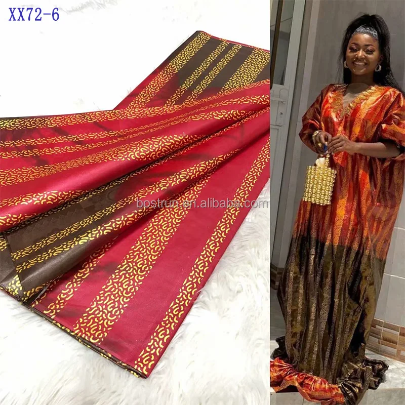 XX72 fashion design cotton African fabric golden  bazin rich 4 yards guinea brocade jacquard fabric