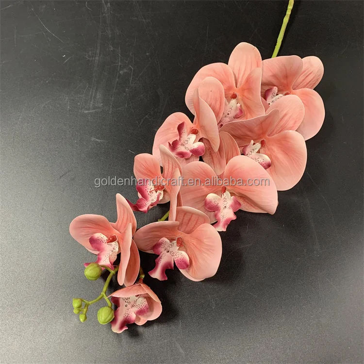 QSLH-W215 High Quality 9 Heads Artificial Phalaenopsis Butterfly Orchid Real Touch Orchids Latex Decorative Flower