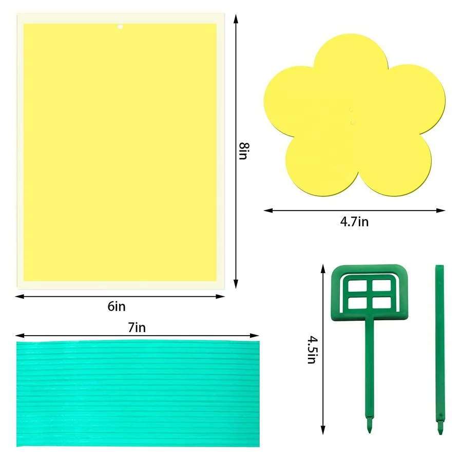 Pest Control Product Dual-Sided Yellow Sticky Traps for Indoor  Outdoor Use 12packs With Twist Ties and Plastic Holders