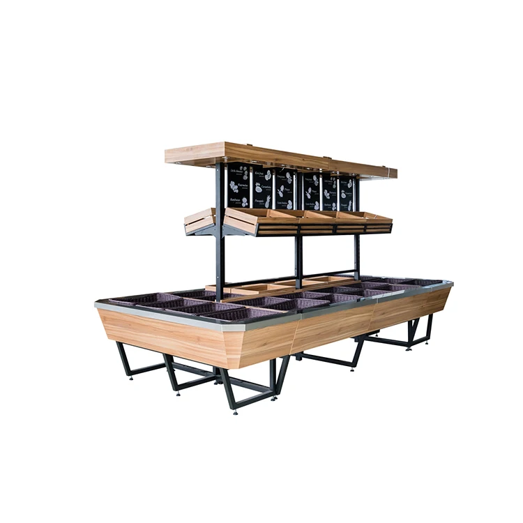 XGMT Modern Wood Display Fruit Vegetable Goods Supermarket Shelves for Retail Store