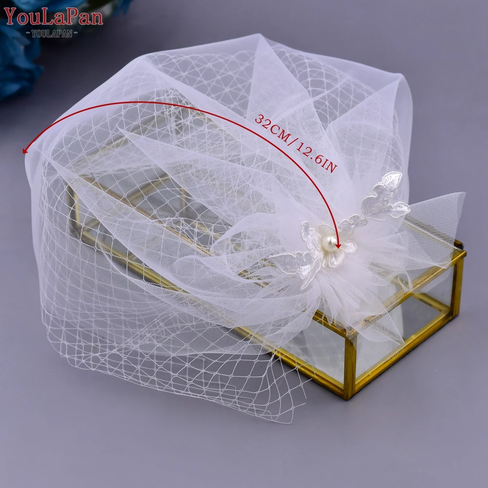 YouLaPan VA14 Fashion Bridal Short Veil Double Layer Mesh Cover Headpiece Headband Banquet Wedding Fascinating Birdcage Veil