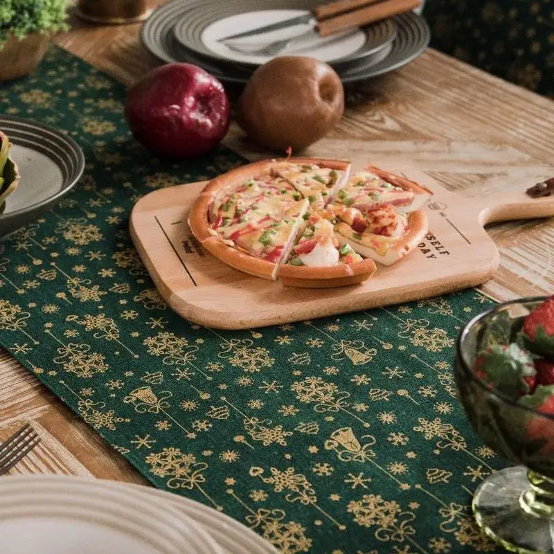 Modern Luxury Golden Jacquard High End Dining Table Runner for Christmas Home Dining Table Decor