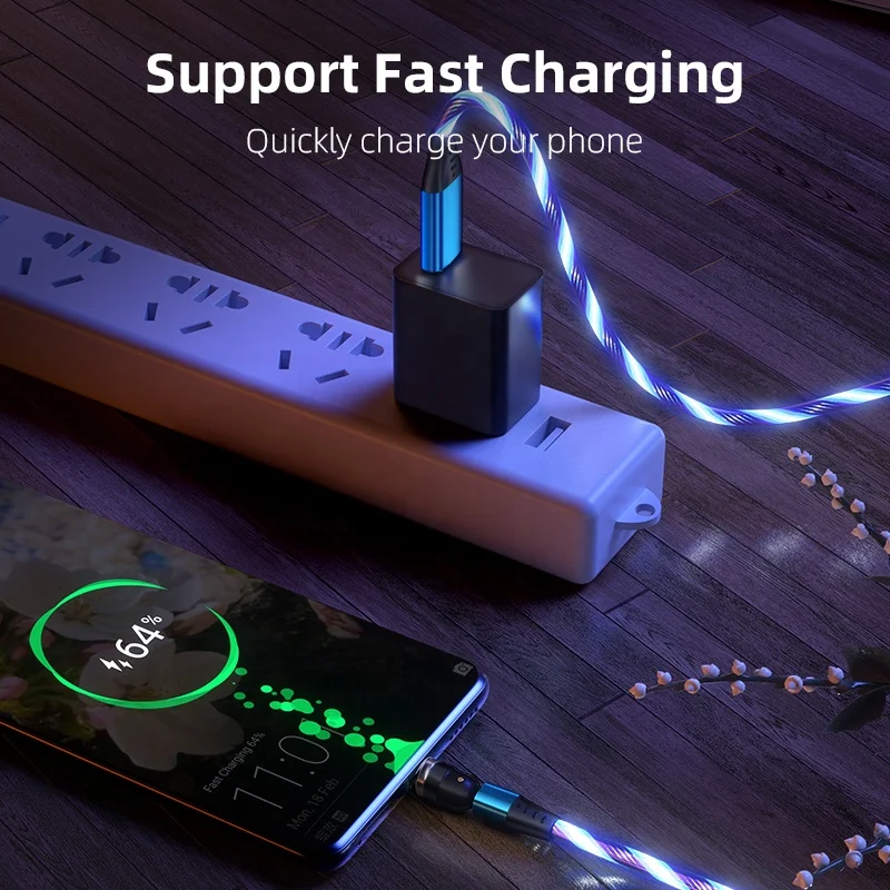 Вращающийся на 540 градусов 3 в 1 Usb Магнитный кабель 3A Micro зарядное устройство