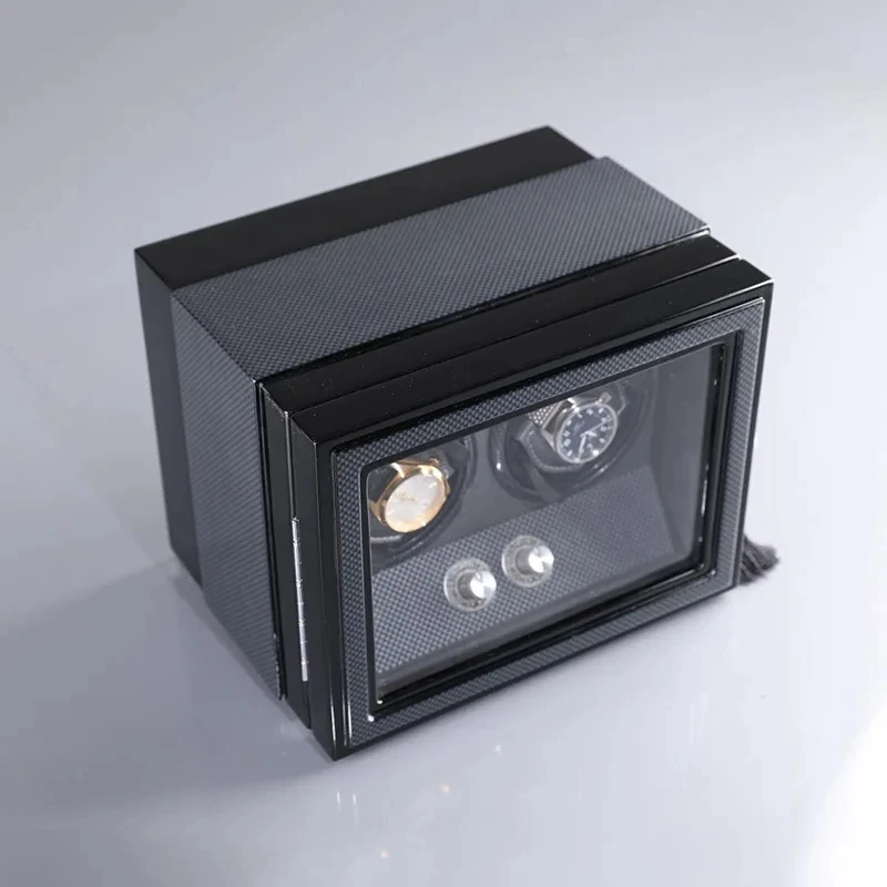 Piano Lacquer 2 Slots Japanese Mabuchi Motor Watch Boxes Case Automatic Watch Winder With Led Light