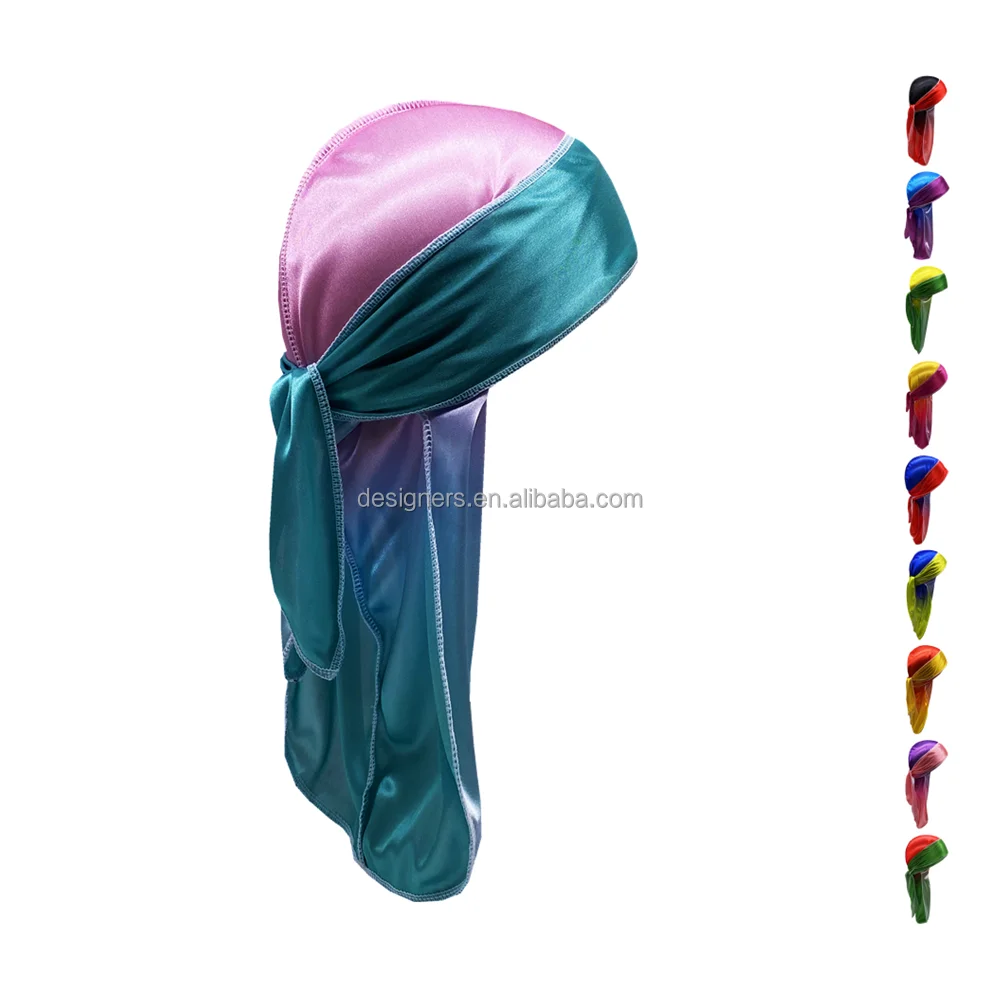 Hot sale Gradient Silky durag satin Shinning breathability 360 Waves Doo Rags durag for Men