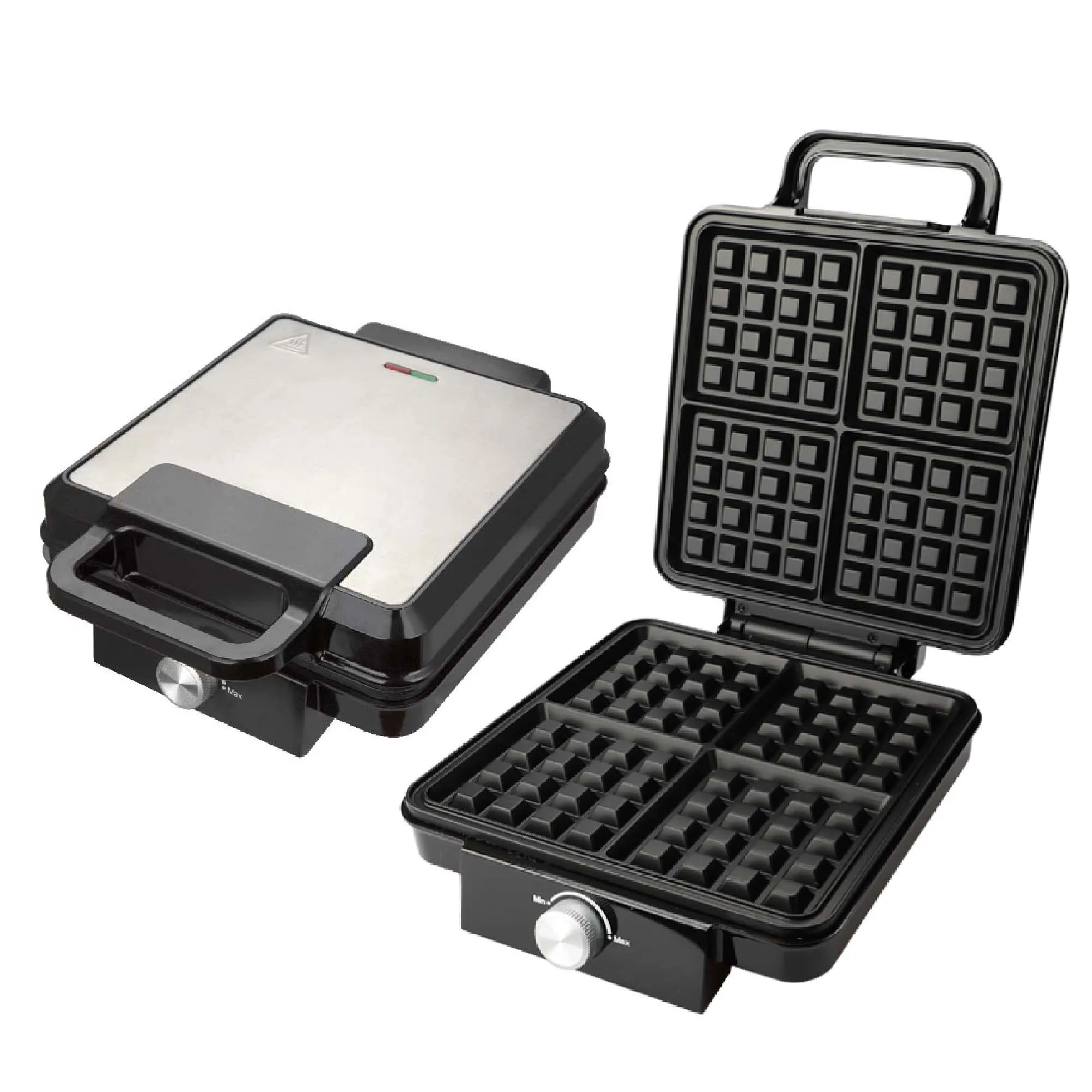 Four Slice Deep Fill 1200W Easily Clean Stainless Steel Non Stick Electric Big 4 Slice Belgian Waffle Maker