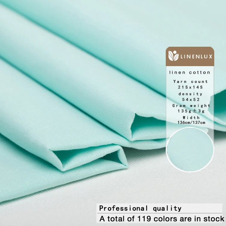 fabric blend cotton linen soft lightweight breathable fabrics 55%linen 45%cotton  for making men shirt women cloth roll 135gsm