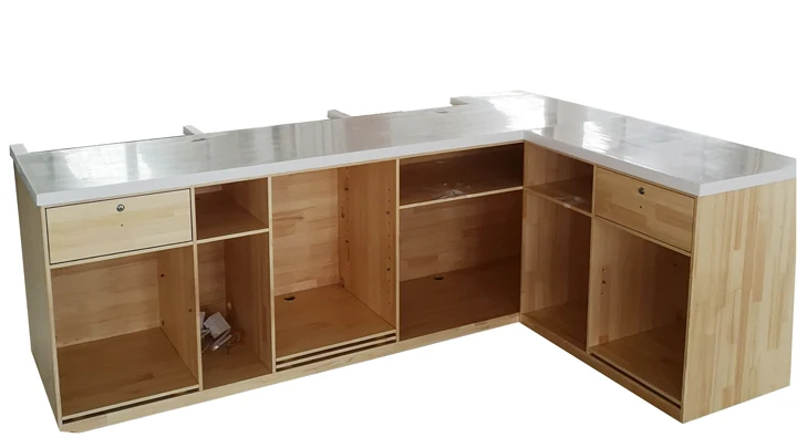 Wood Shop Table Desk Display Store Wooden Checkout Counter Design