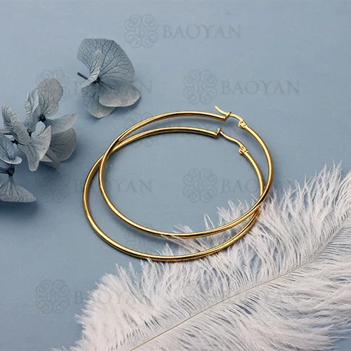 BAOYAN Large Round Circle Hooped Earring Big Multi Size Stainless Steel Cable Wire Gold Plated Hoop Earrings for Women/Girls