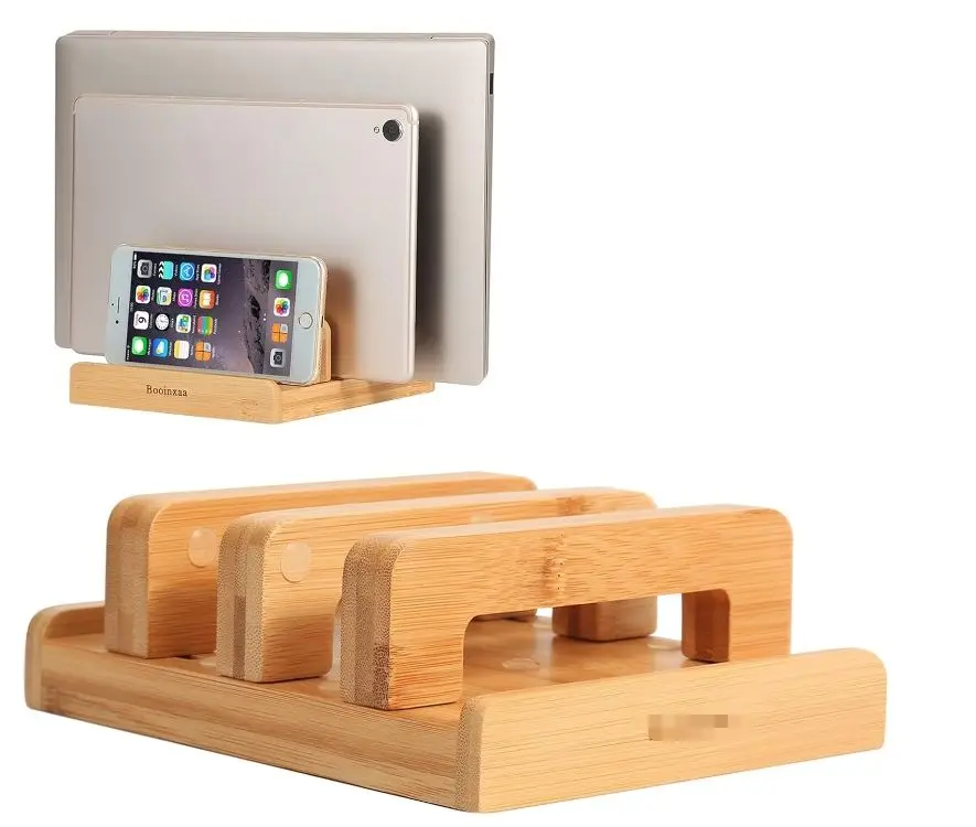 Bamboo Vertical Laptop Stand Adjustable Wooden Non Slip Laptop Dock Compatible With Microsoft Surface Gaming Laptops Ipad Tablet