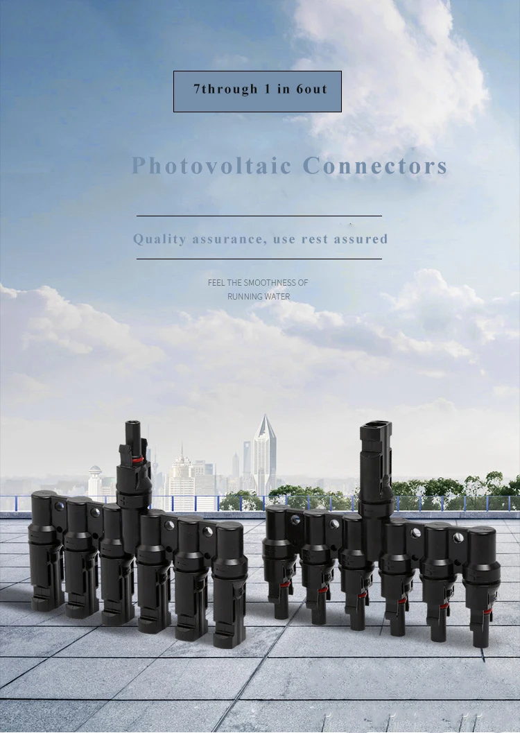 Qibu Seven-way Photovoltaic Connector wiring head One To Six Photovoltaic Power Generation System Male And Female Pv Connectors