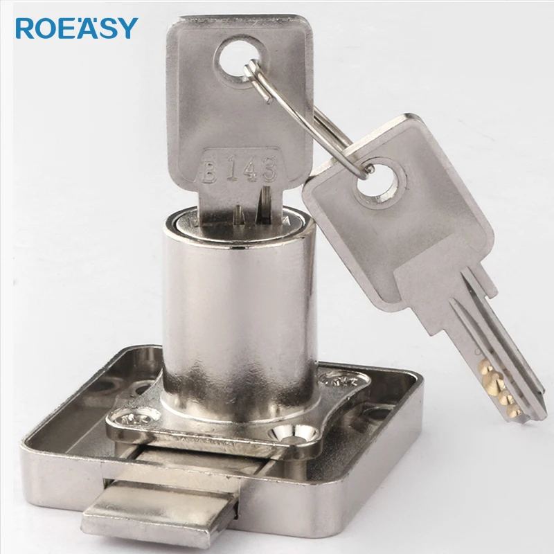 Замок для ящика ROEASY 138N-22 мебельный замок с защелкой 3 мм и латунными компьютерными ключами цилиндрический шкафа 22 или 32