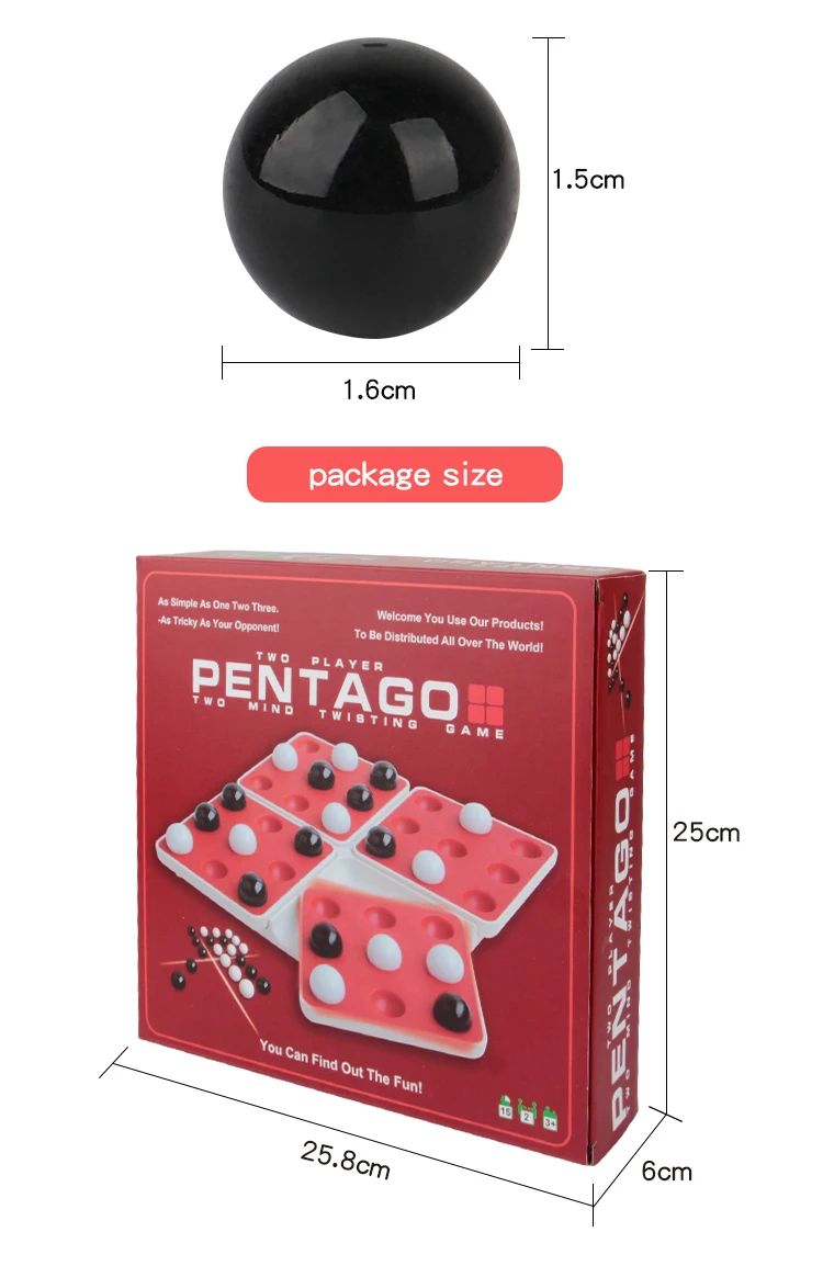 Wholesale Ineresting Chess Tow Player Toys Black and White  Pentago Game For Kids
