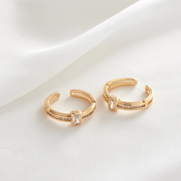 Wholesale CZ 14K Gold Plated Brass Thin Finger Ring