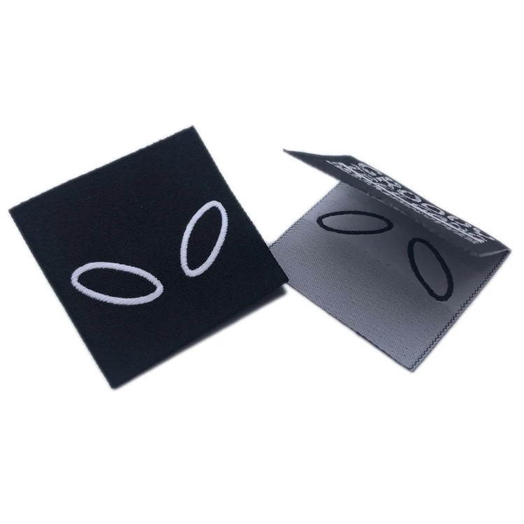 Factory Custom Woven Label Center Fold Clothing Label Tag With Company Name And Website