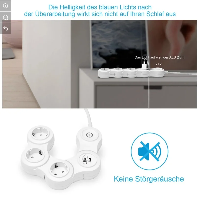 3 Outlets Flexible usb power strip for european