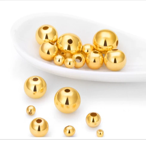 Wholesale 2.4mm solid metal jewelry findings earring bracelet necklace round copper beads raw brass spacer beads