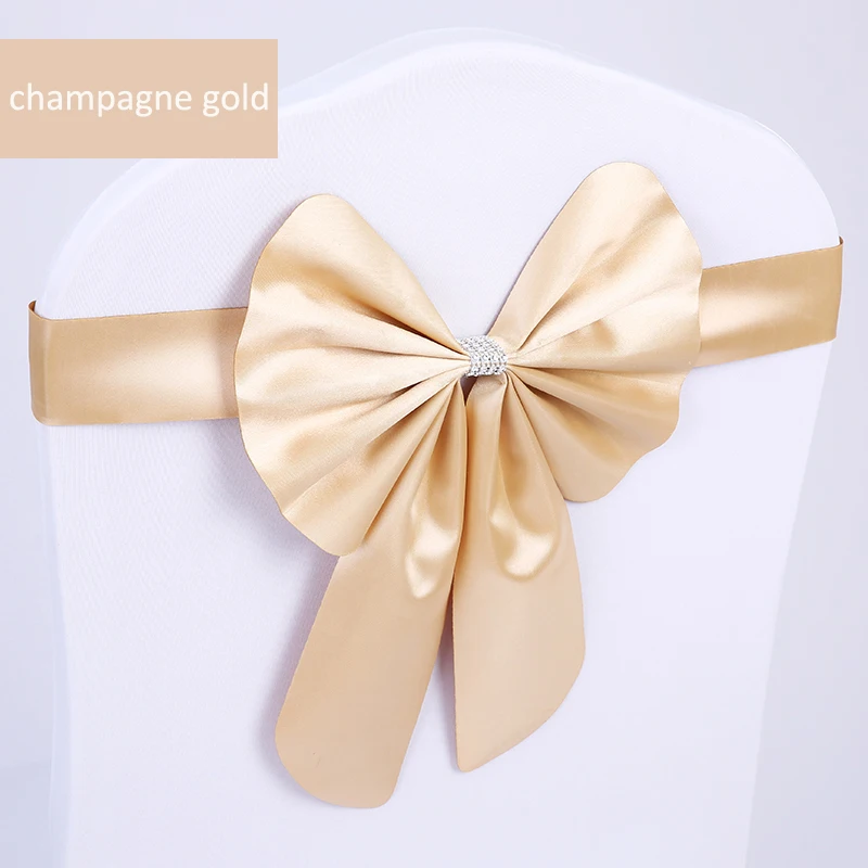 
Factory wholesale cheap champagne pvc wedding banquet pre tied chair sashes 