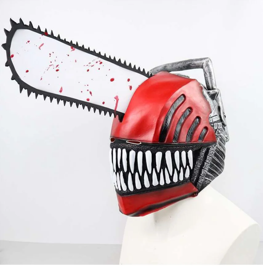 Customs Logo Anime Chainsaw Man Denji Pochita Mask Latex Masks Halloween Cosplay Horror Realistic Full Head Masks
