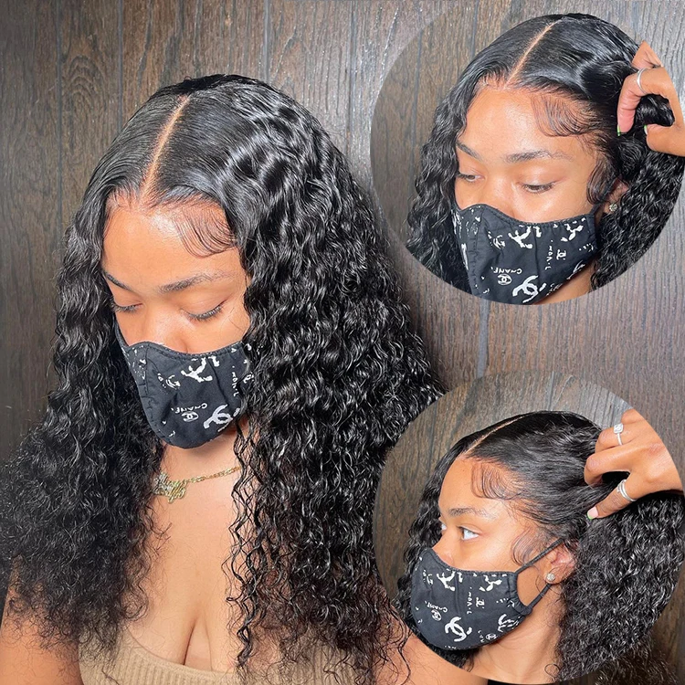 150% Curly Short Bob HD 13X6 Lace Frontal Human Hair Wigs Deep Water Wave 13X4 Lace Front Wig 100% Human Hair For Women