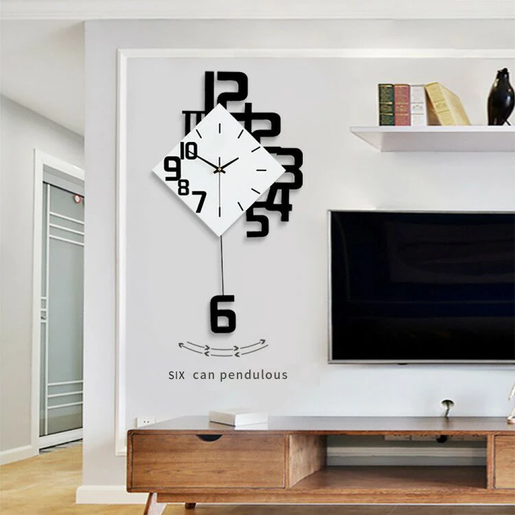 Northern Europe Manual Decorative Wall Clock with Pendulum Modern Iron Wall Clock For Living Room