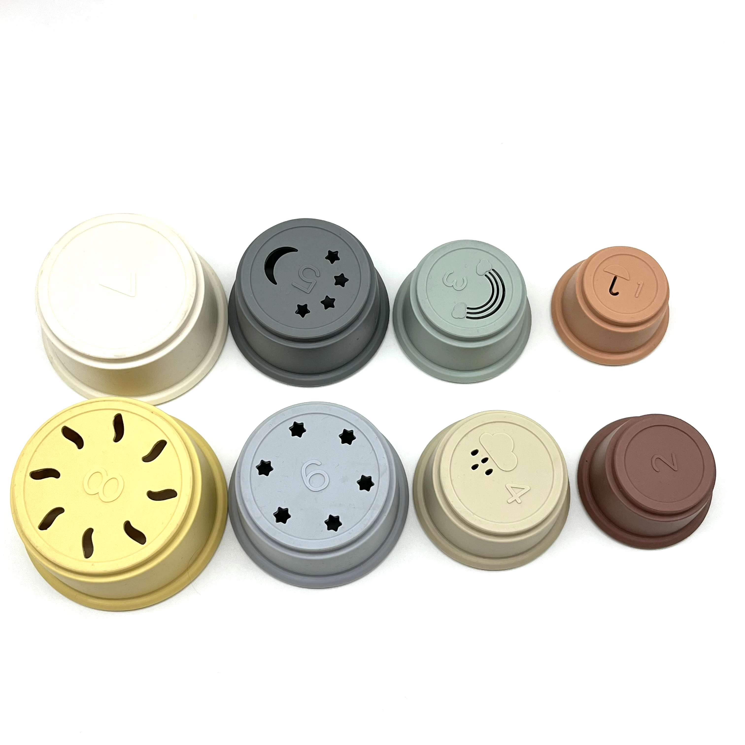 New CPC Approval Silicone Stacking Tower Cups, Petal Flexible Silicone Stackable Cups,BPA FREE Colorful Silicone Stack Toys