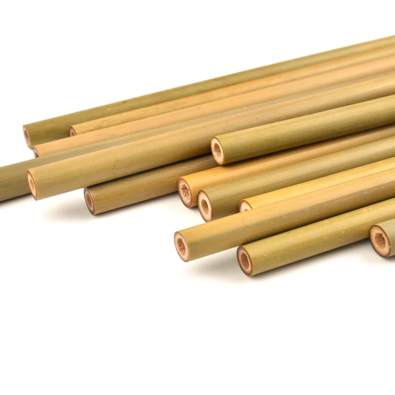 Low price wholesale stock large quality bamboo straw brush set 12 +1 straight or curved bamboo straw set