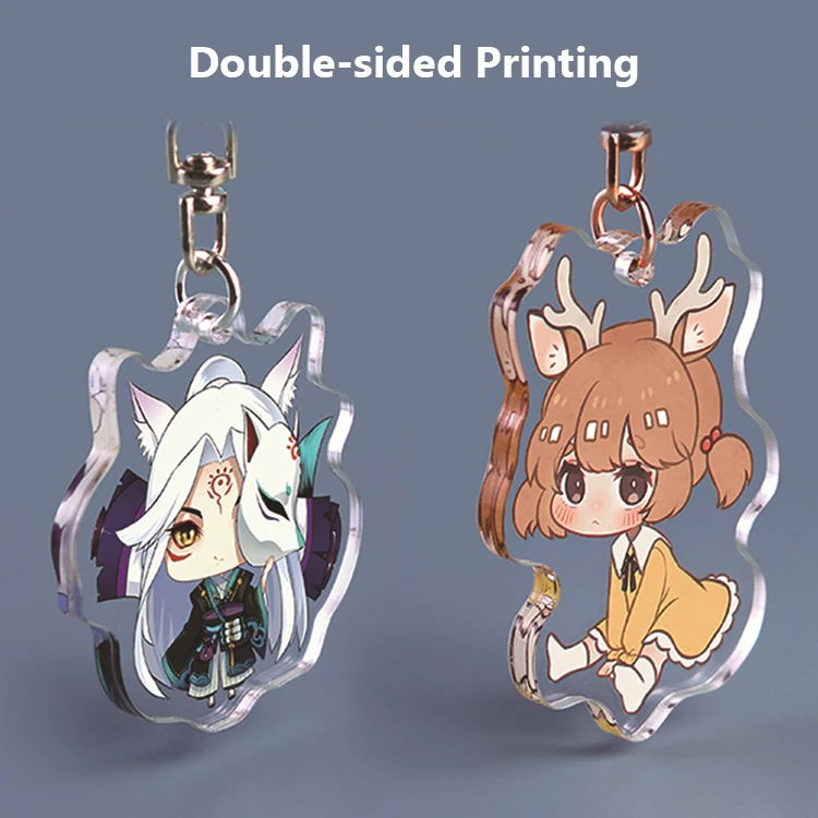 Wholesale Custom Printed Acrylic Charms Cute Anime Plastic Holographic Acrylic Keychain