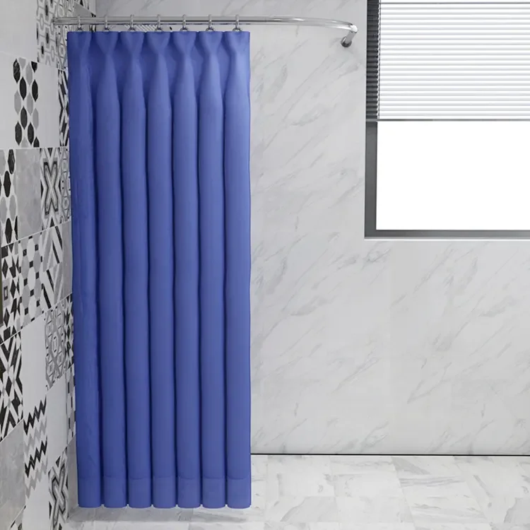 Plain color polyester shower curtain bathroom waterproof high grade fabric bathroom curtain