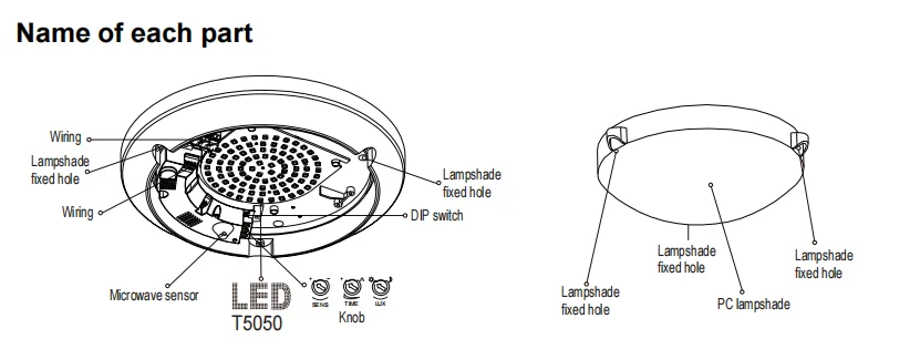 Pdlux PD-LED2004 IP54 Sensor Light Fixture LED Ceiling Motion Light