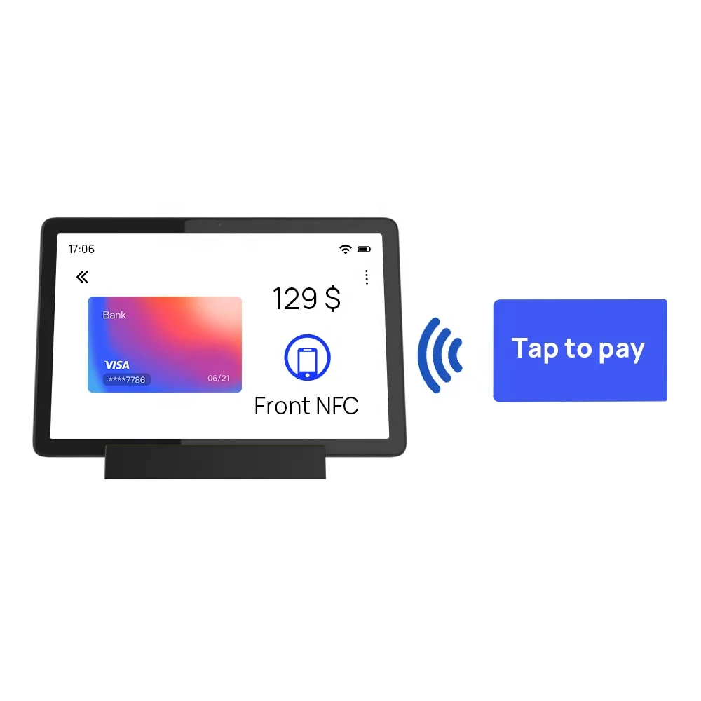 Wireless 10 inch tablet android nfc smart screens POE android pos cashier system touch screen ODM smart android tablet front NFC
