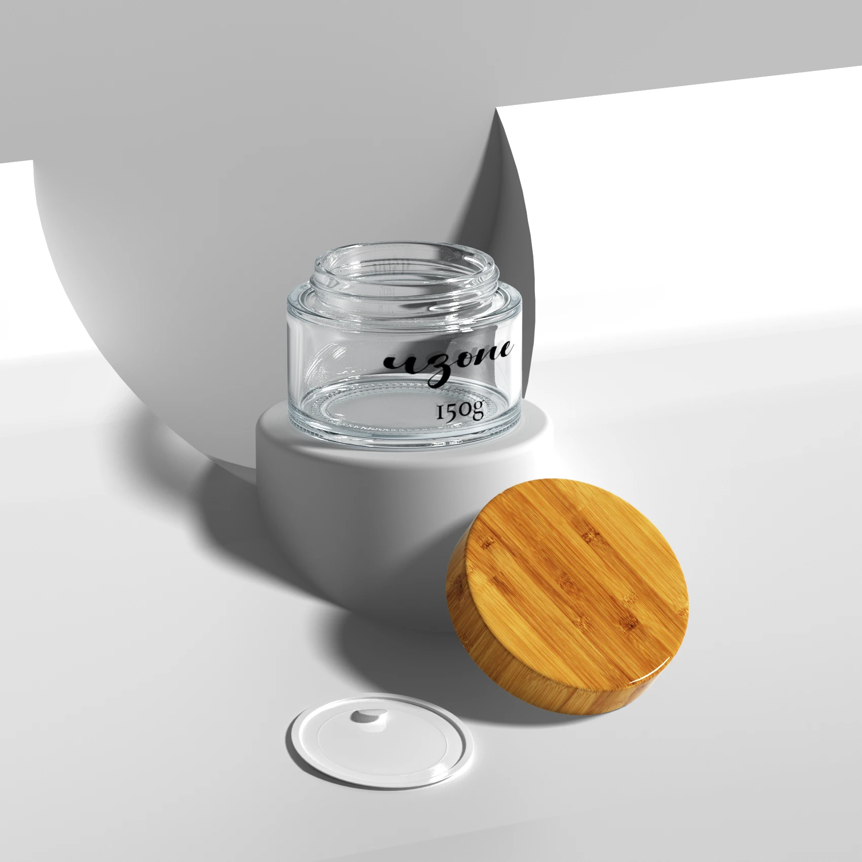 Ready To Ship Nice Jar 15ml 30ml 50ml 100ml 150ml 200ml clear frosted glass jar with bamboo wood lid for body cream