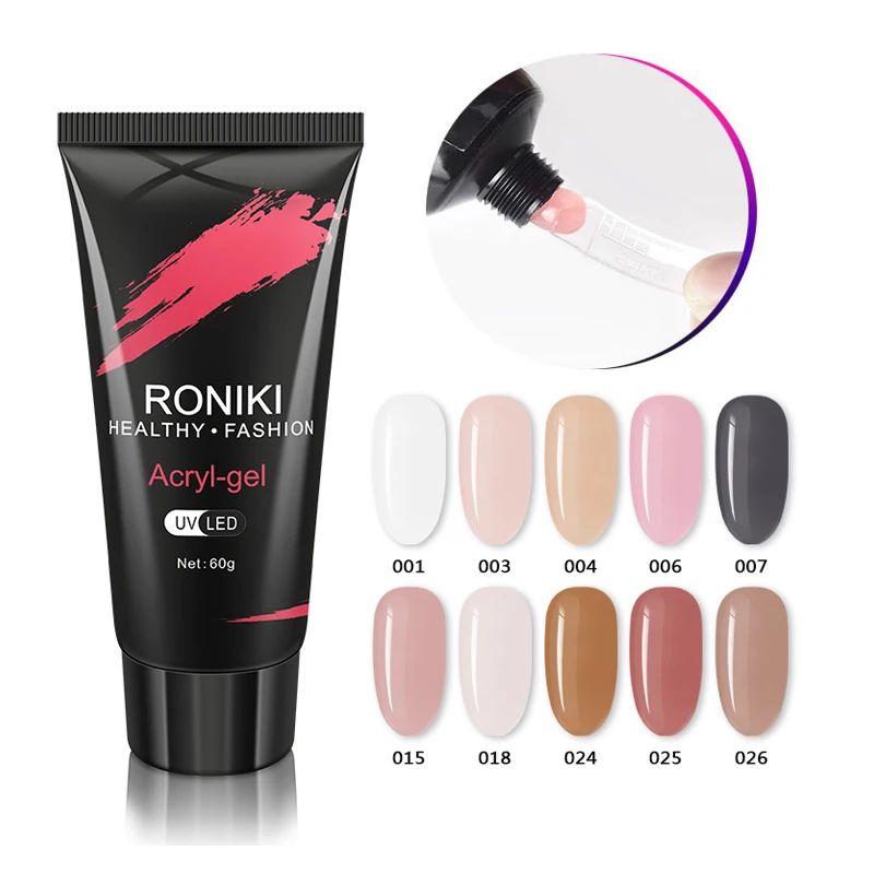 RONIKI Acryl Poly Gel Supplier Professional Private Label 36 Colours Free Samples Uv Poly Gel For Nail Extension