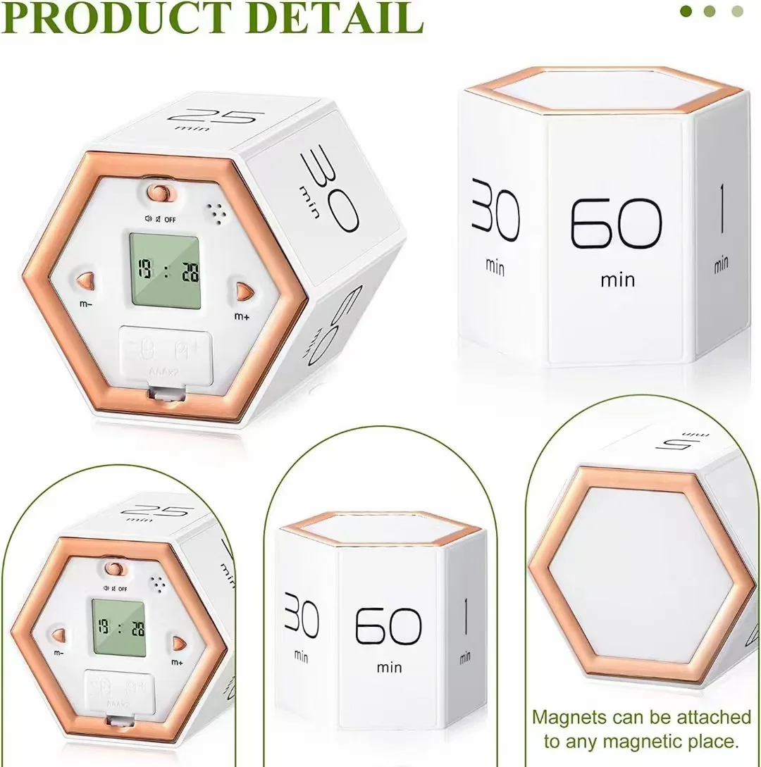 Promotion Multifunctional Time Management Timer Digital Magnetic Flip Desk Cube Timer Kitchen Count Gravity Timer