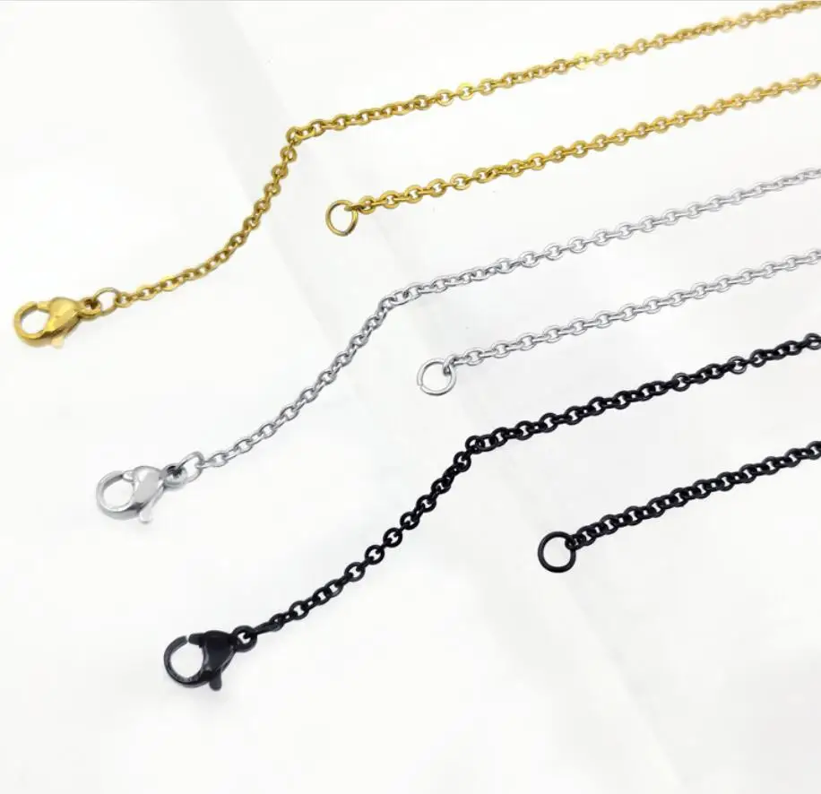 22-дюймовый высокий полировка розовое золото сварные плоский кабель из нержавеющей стали с круглым цепи для кулон ожерелье