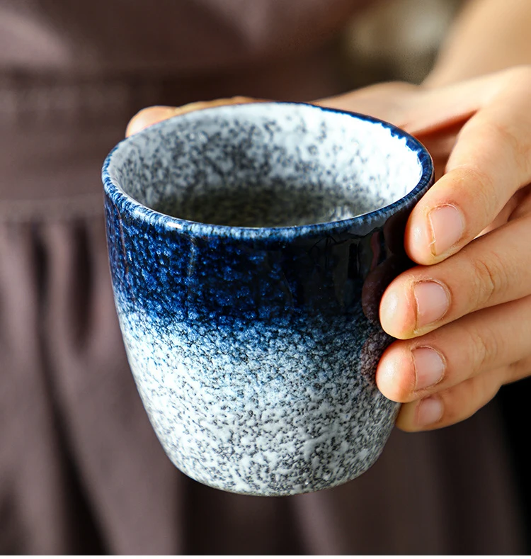 DD2553 Japanese Vintage fambe Porcelain Tea Cup Decoration Custom Logo Drinking Small Cup Ceramic Teacup Gift Set