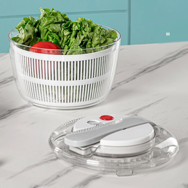 3 In 1 Progressive Salad Spinner Kitchen Manual Vegetable Fruit Washing Basket Household Hand Pressing Vegetable Dehydrator