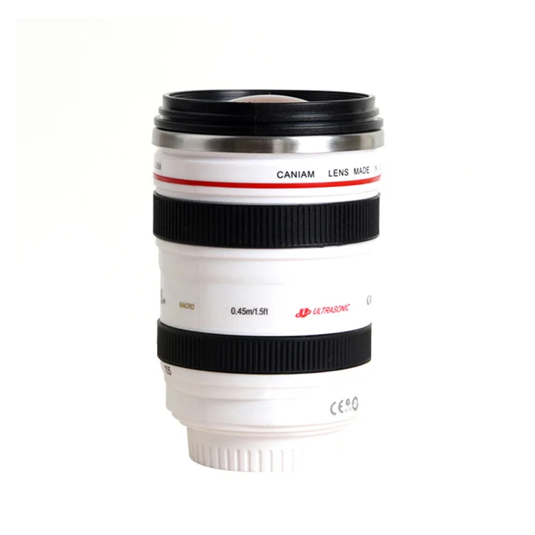 Creative Wholesale White Black Stainless Steel Insulated Coffee Camera Lens Mug Camera Lens Coffee Mug Camera Lens Cup Mug