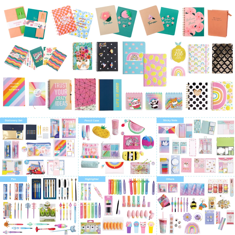 Cute Motivational Office & School Stationery Set Easy Note-Taking & Creative Journaling with Sticky Note Gel Pen Personal Use