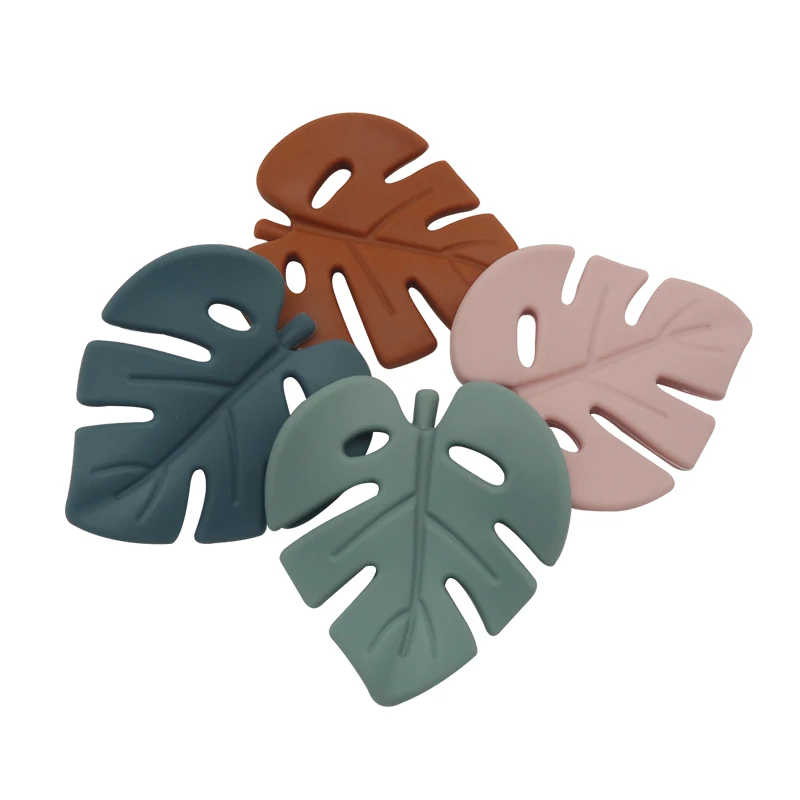 BPA free Food Grade Silicone Leaf shape Chew Teether Soothing Teething Toys
