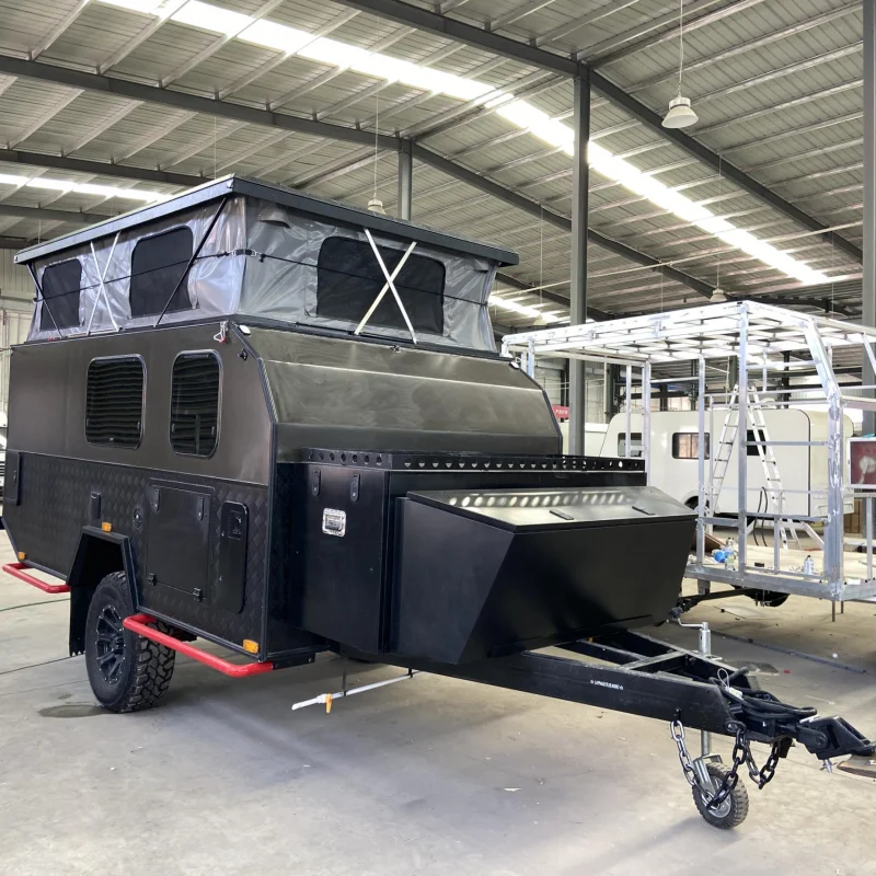 Custom Camper Trailer Travel Trailer Off Road Caravan Camping Trailer Mobile Caravan With Solar Panel RV