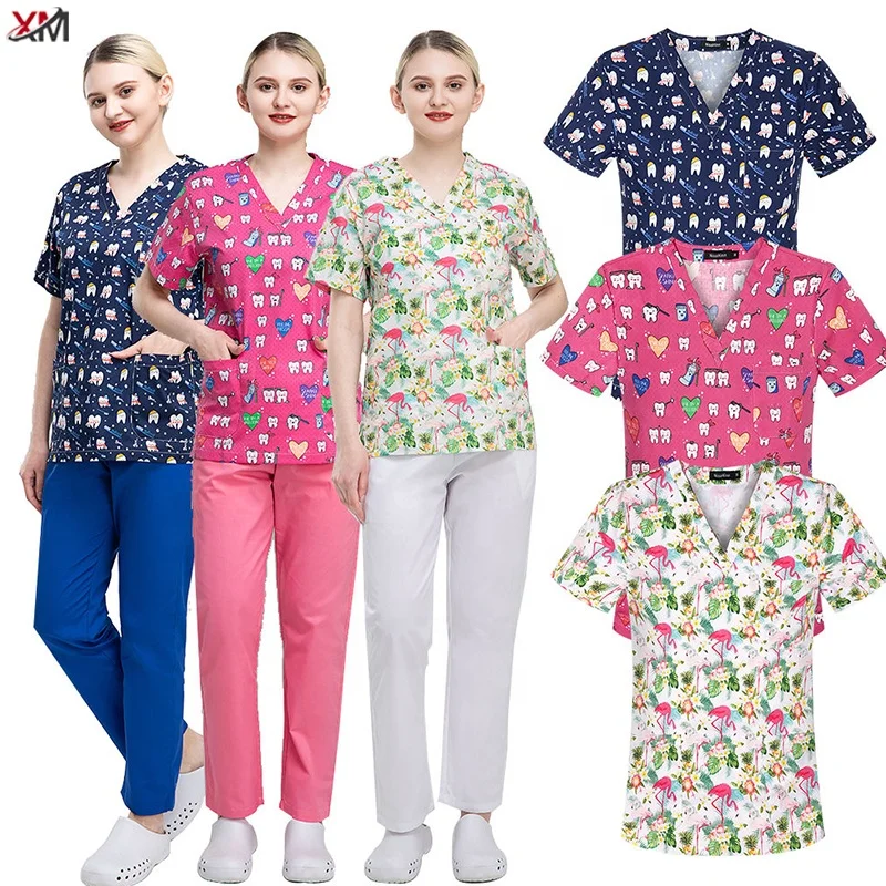 Hight Quality Wholesale Spa Uniform Women Custom Logo Breathable Health Service Fashionable Female Nursing Medical Scrubs