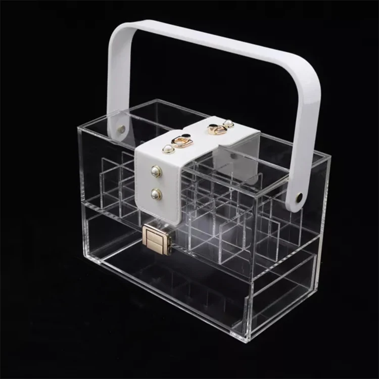 Оптовая продажа акриловый дисплей для эфирных масел большой прозрачный косметический Органайзер хранения косметики
