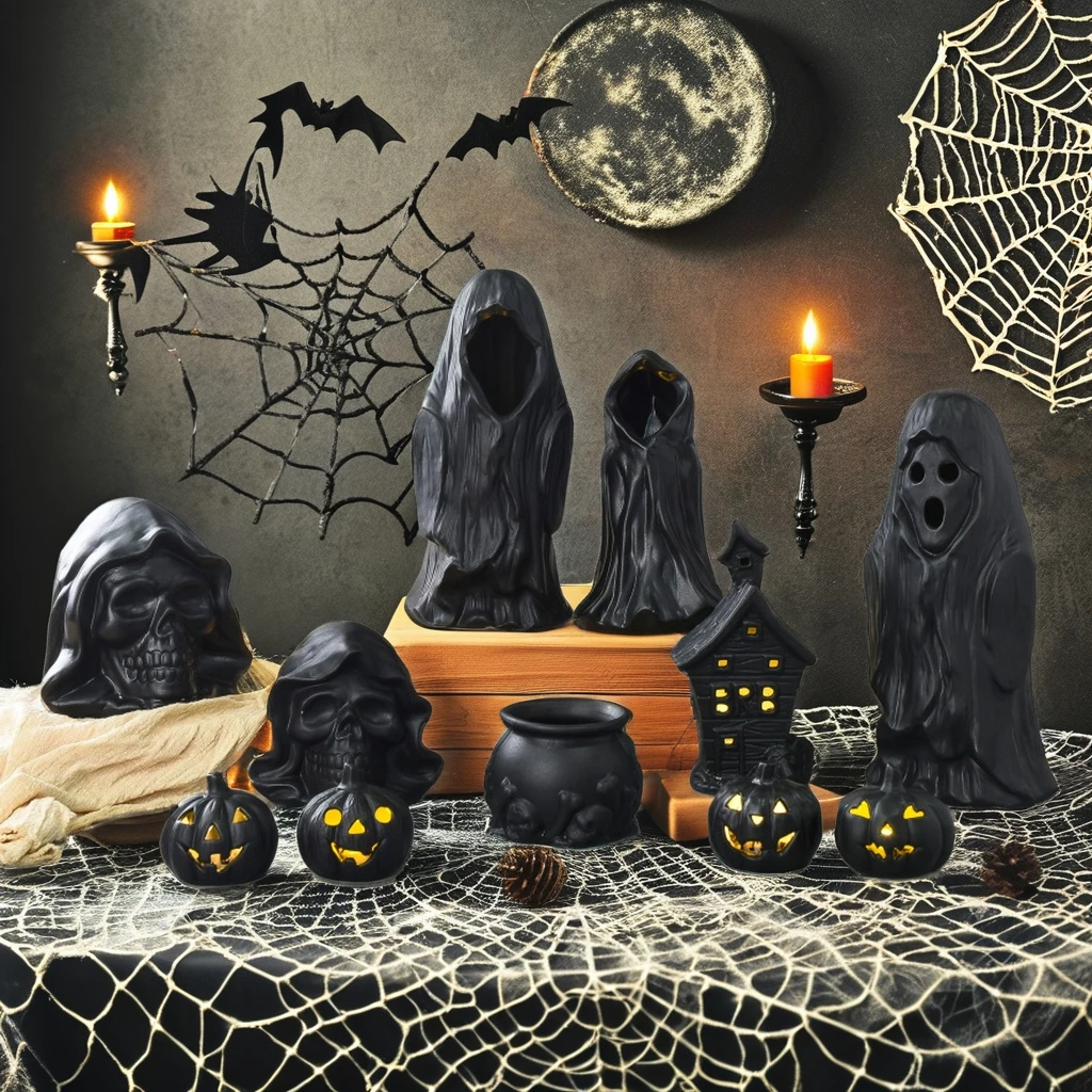 Customized Halloween Festival Cute Ceramic Ghost LED Light Decoration Other Home Decor Porcelain& Ceramic