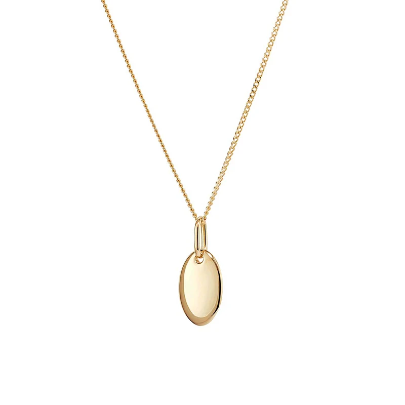 Gemnel Fashion 925 Sterling Silver Dog Label Custom logo Blank Pendant Necklaces Engravable Oval Necklace