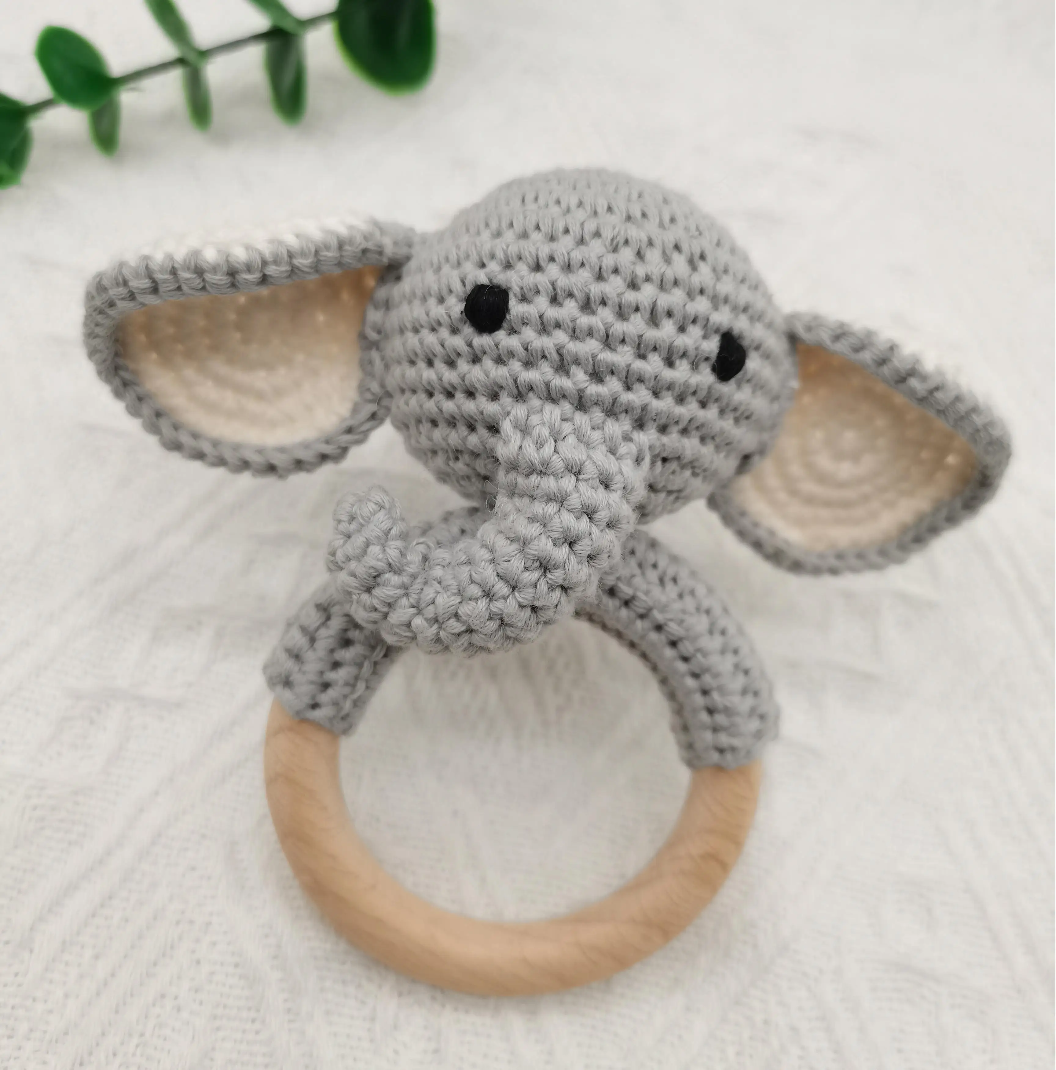 Custom Handmade Crocheted  Cute Lovely Polar Bear Teether Rattles Toys for kids birthday Gifts